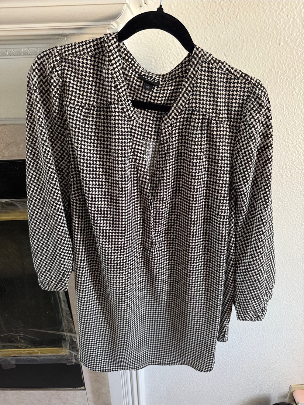 torrid Black and White Houndstooth Button-Front Shirt